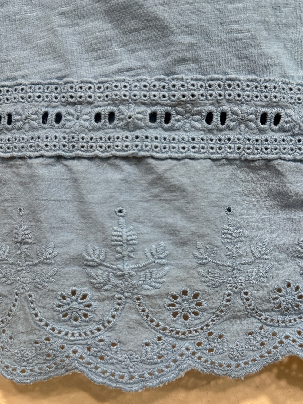 Kaktus Blue Ruffle Eyelet Button-Front Tank Cottagecore 100% Cotton  Size 2X - Picture 2 of 7